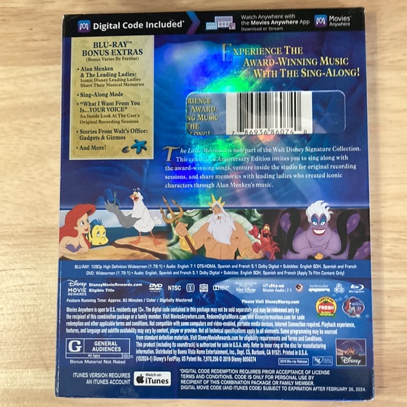 DVD:  Disney The Little Mermaid Anniversary Edition, unopened - Picture 2 of 3